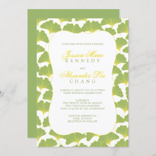 Gingko Tree Spring Green wedding 2 Invitation