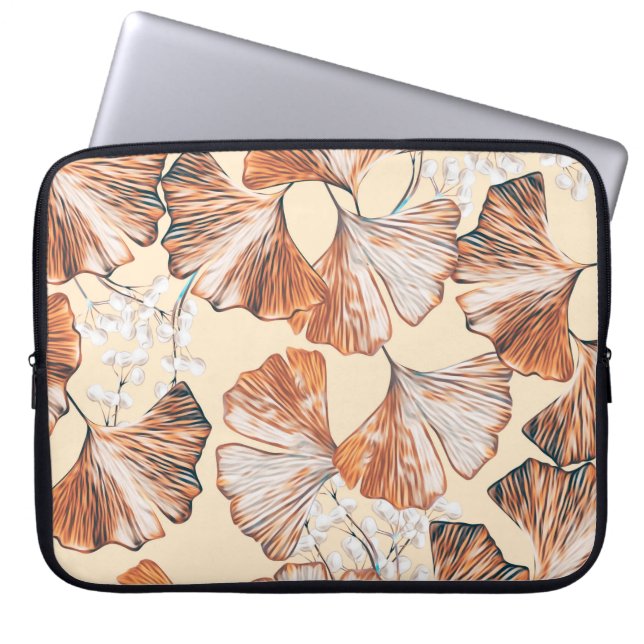 Gingko with fruits seamless pattern. Watercolor fl Laptop Sleeve (Front)