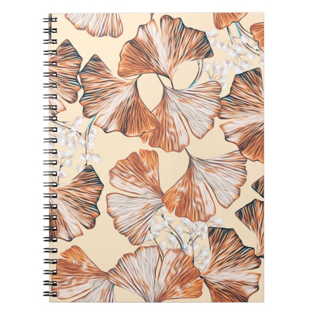 Gingko with fruits seamless pattern. Watercolor fl Notebook (Front)
