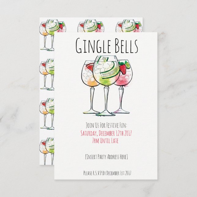 GINgle Bells | Christmas Party Invitations (Front/Back)