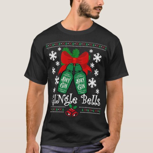 GINgle Bells Ugly Christmas Gin Mistletoe Xmas  T_Shirt