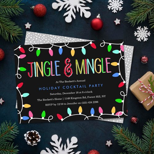Gingle  Mingle  Christmas Holiday Cocktail Party Invitation