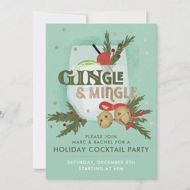 GINgle & Mingle Holiday Cocktail Party Invitation (Front)