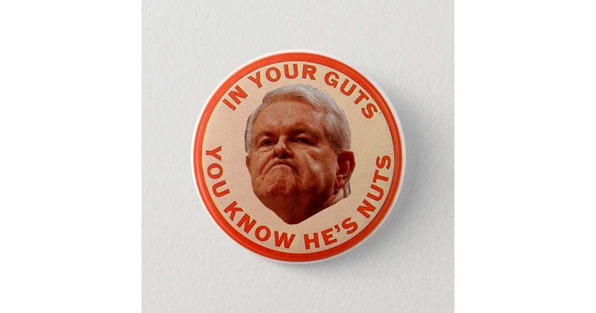 Gingrich In Your Guts You Know He S Nuts Button Zazzle