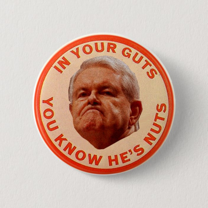 Gingrich In Your Guts You Know He S Nuts Button