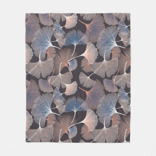 Ginhko leave pattern fleece blanket