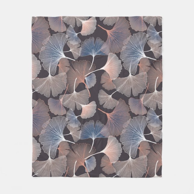 Ginhko leave pattern fleece blanket (Front)