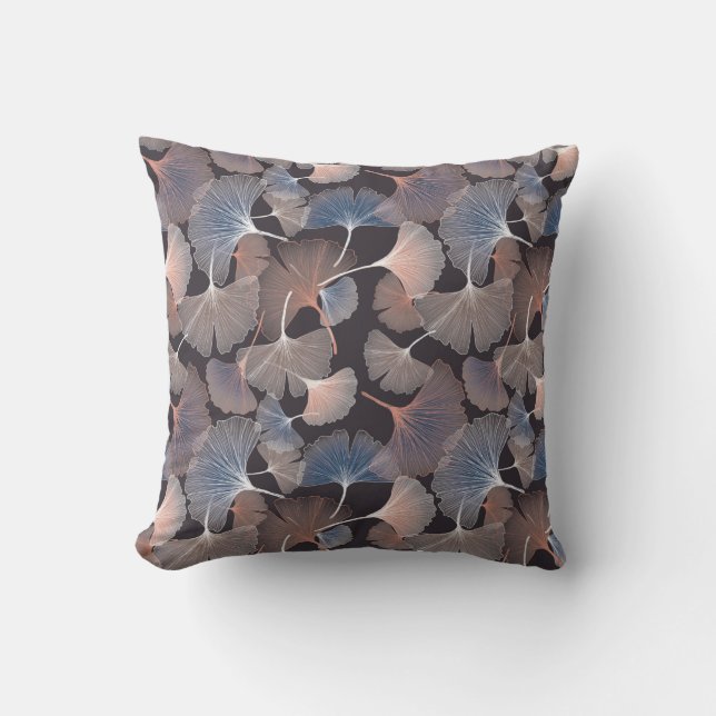 Ginhko leave pattern throw pillow (Front)