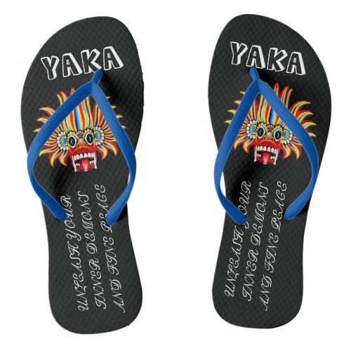 Gini raksha traditional demon mask Flip Flops