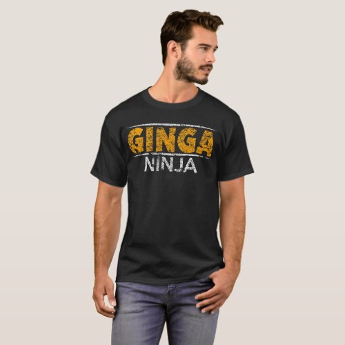 Ginja Ninja Funny Ginger Red Head Distressed T_Shirt