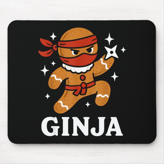 Ginjas Gingerbread Ninja Funny Christmas Cookie Bo Mouse Pad (Front)
