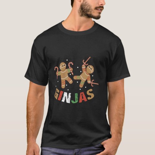 Ginjas Gingerbread Ninjas For Kids Funny Christmas T_Shirt