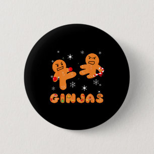 Ginjas Gingerbread Ninjas Funny Ugly Christmas Button