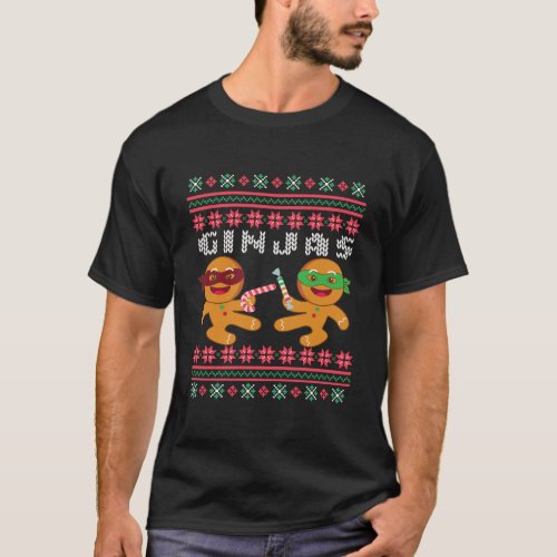 Ginjas Gingerbread Ninjas Funny Ugly Christmas Xma T_Shirt