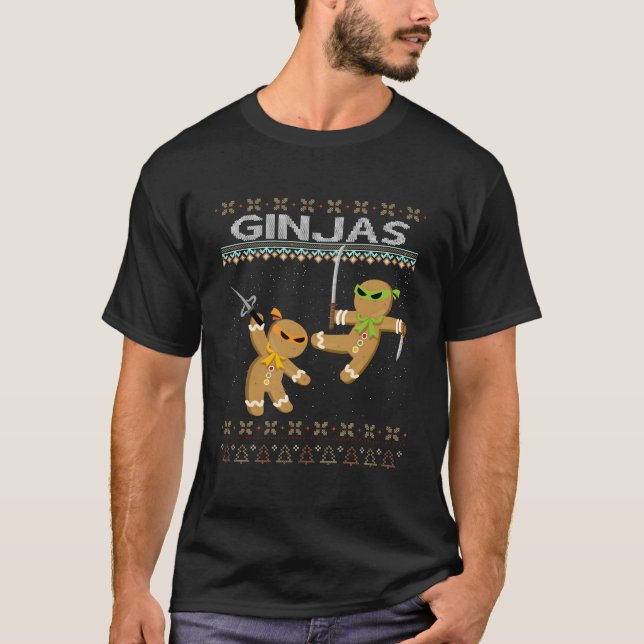 Ginjas Gingerbread Ninjas Ugly T-Shirt (Front)