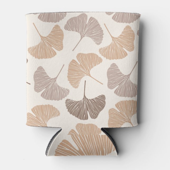 Ginkgo biloba: dry seamless design. can cooler (Front)