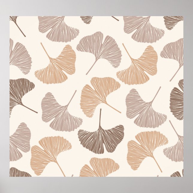 Ginkgo biloba: dry seamless design. poster (Front)