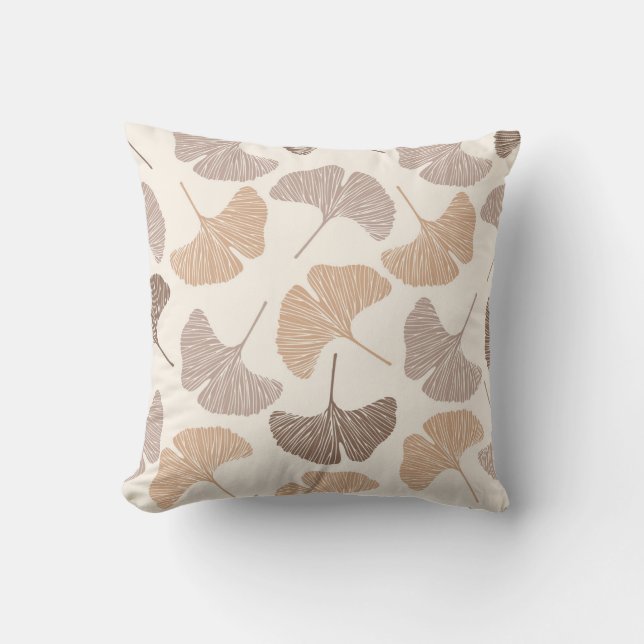 Ginkgo biloba: dry seamless design. throw pillow (Front)