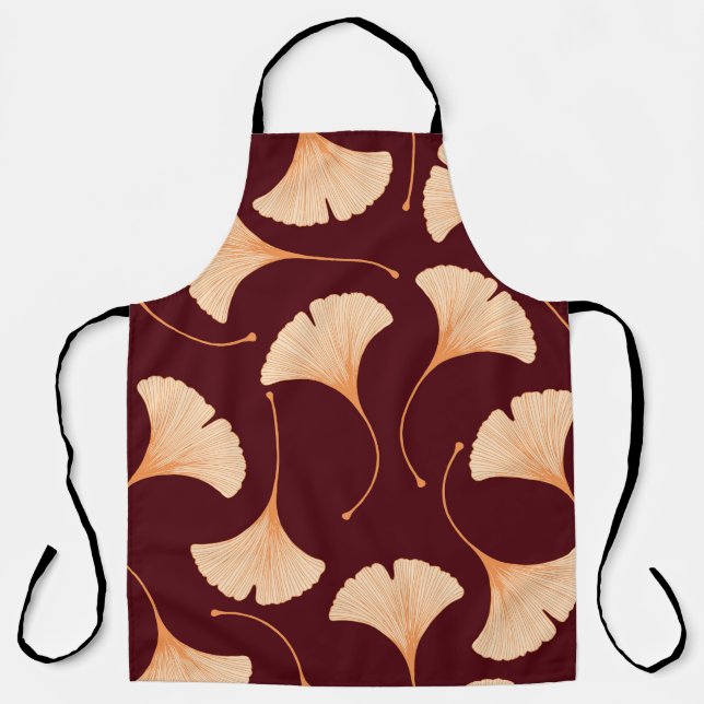 Ginkgo biloba leaves, seamless floral pattern. apron (Front)