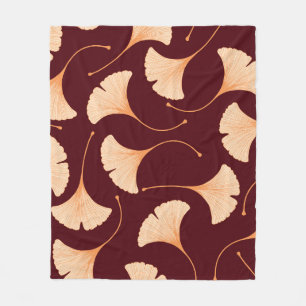 Ginkgo biloba leaves, seamless floral pattern. fleece blanket