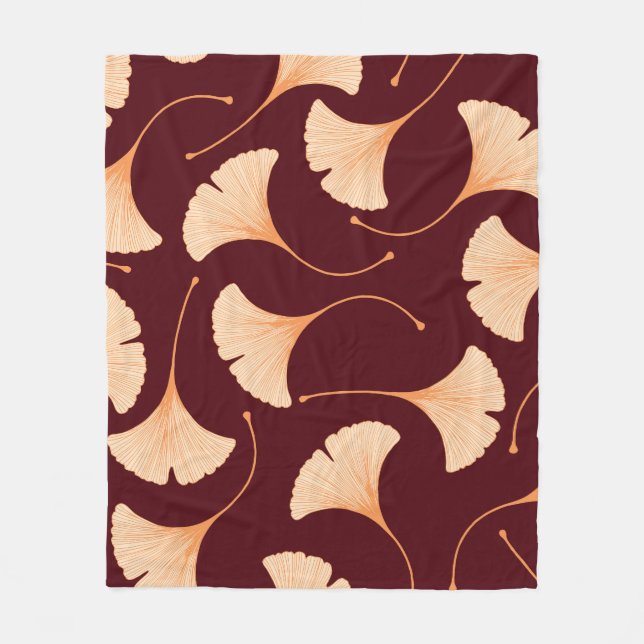Ginkgo biloba leaves, seamless floral pattern. fleece blanket (Front)