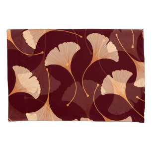 Ginkgo biloba leaves, seamless floral pattern. pillow case