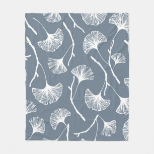 Ginkgo biloba leaves seamless pattern fleece blanket