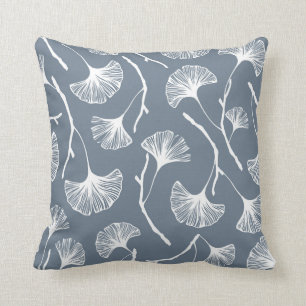 Ginkgo biloba leaves seamless pattern throw pillow