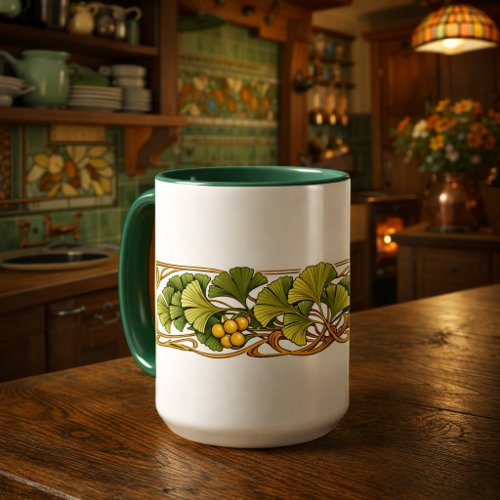 Ginkgo Biloba Retro Art Nouveau Frieze Mug