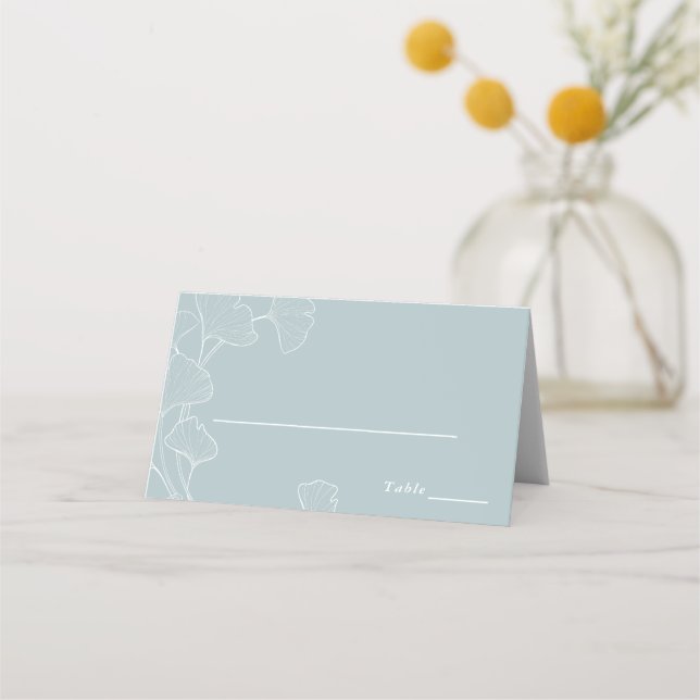 Ginkgo Biloba Whimsical Wedding Folded Place Card (Front)