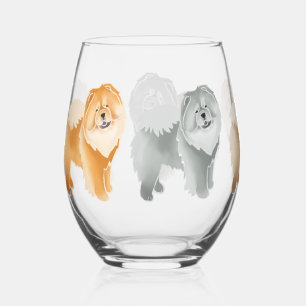 GINKGO CHOW 5 coat colors Stemless Wine Glass