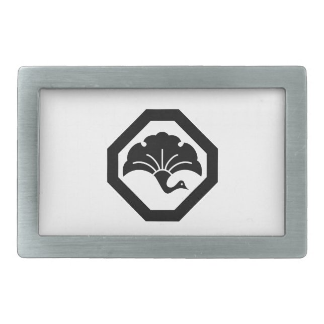 Ginkgo crane at corner cut belt buckle (Front)