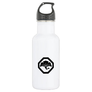 Ginkgo crane at corner cut stainless steel water bottle