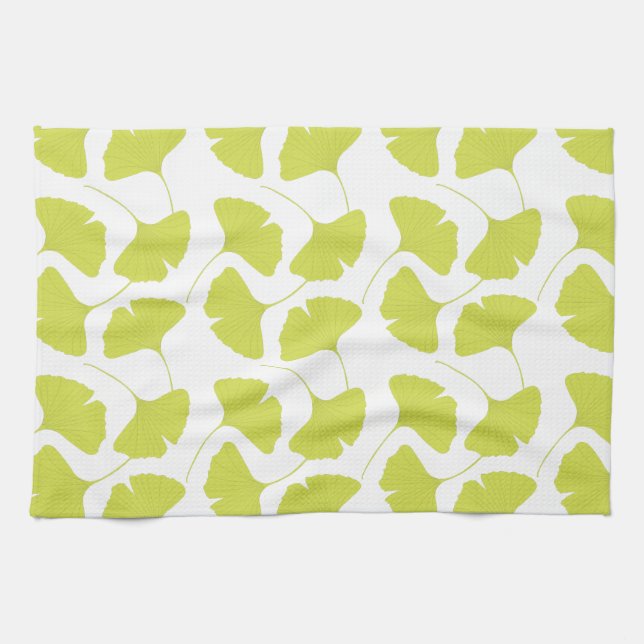 Ginkgo Ginko Biloba Green Leaves Kitchen Towel (Horizontal)