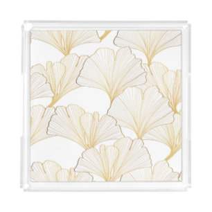 Ginkgo Gold: Luxurious Leaf Arrangement Acrylic Tray
