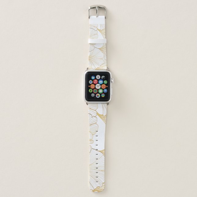 Ginkgo Gold: Luxurious Leaf Arrangement Apple Watch Band (Front)