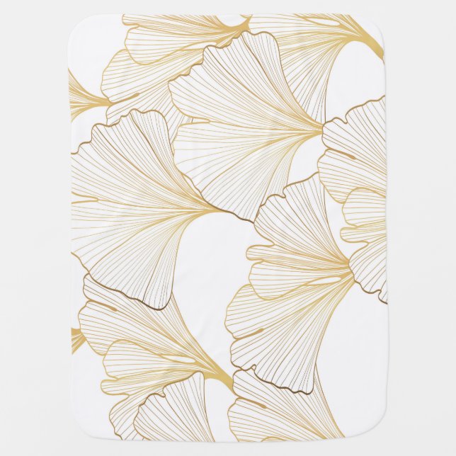 Ginkgo Gold: Luxurious Leaf Arrangement Baby Blanket (Front)