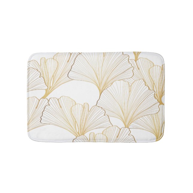 Ginkgo Gold: Luxurious Leaf Arrangement Bath Mat (Front)