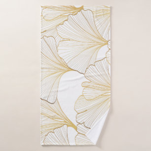 Ginkgo Gold: Luxurious Leaf Arrangement Bath Towel
