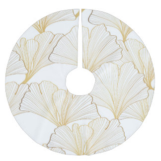 Ginkgo Gold: Luxurious Leaf Arrangement Brushed Polyester Tree Skirt