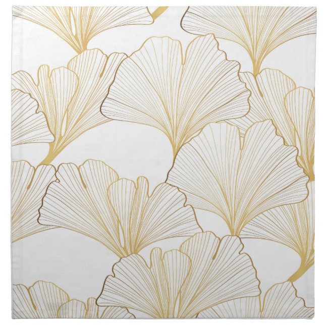 Ginkgo Gold: Luxurious Leaf Arrangement Cloth Napkin (Front)