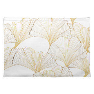 Ginkgo Gold: Luxurious Leaf Arrangement Cloth Placemat