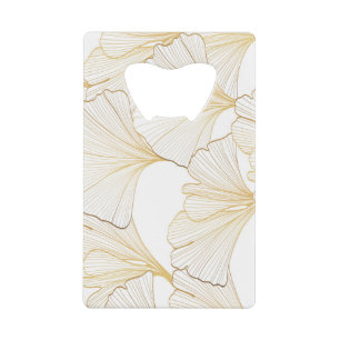 Ginkgo Gold: Luxurious Leaf Arrangement Credit Card Bottle Opener