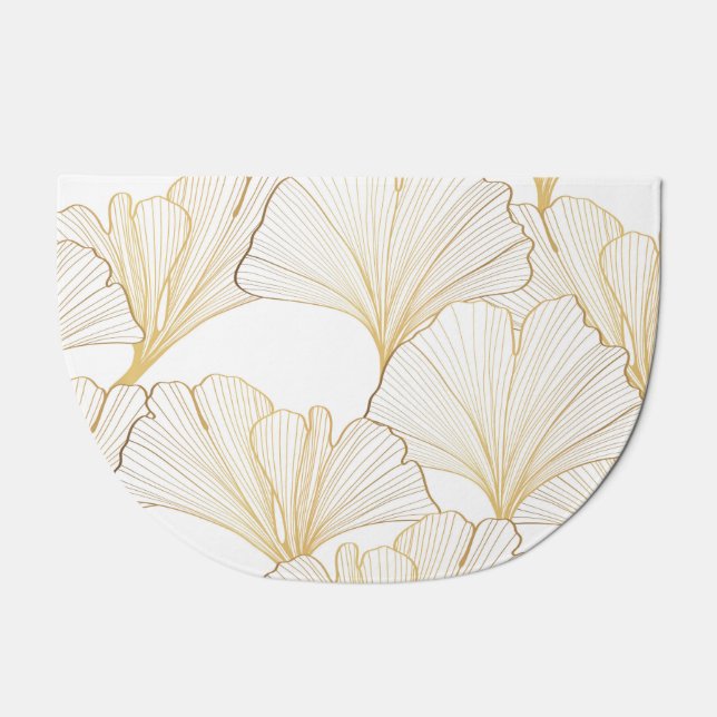 Ginkgo Gold: Luxurious Leaf Arrangement Doormat (Front)