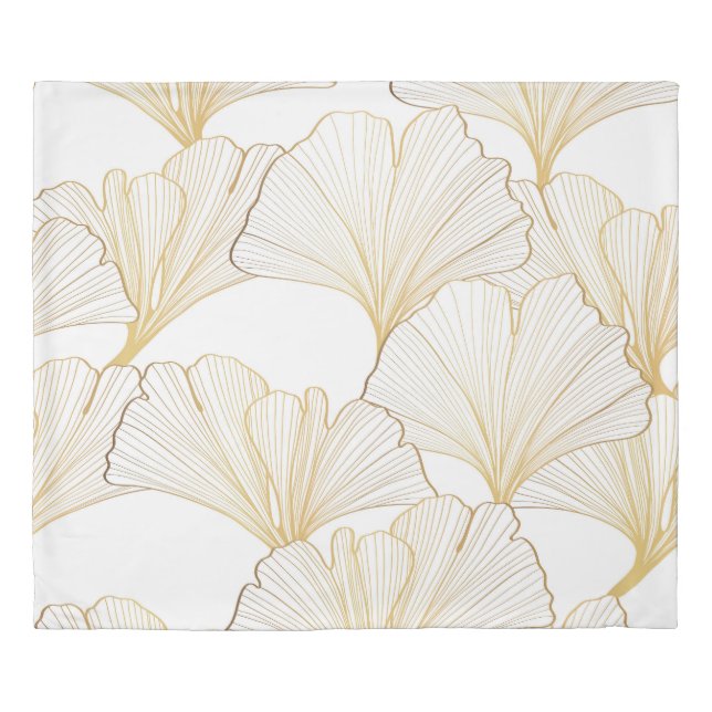 Ginkgo Gold: Luxurious Leaf Arrangement Duvet Cover (Front)