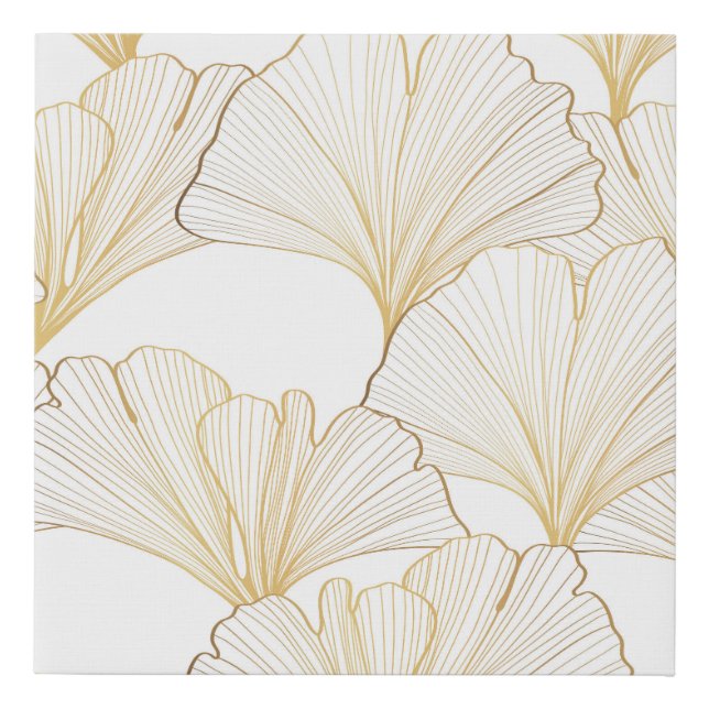 Ginkgo Gold: Luxurious Leaf Arrangement Faux Canvas Print (Front)