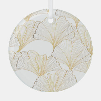 Ginkgo Gold: Luxurious Leaf Arrangement Glass Ornament