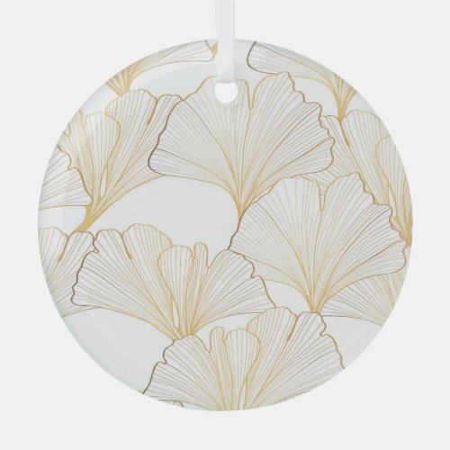 Ginkgo Gold Luxurious Leaf Arrangement Glass Ornament