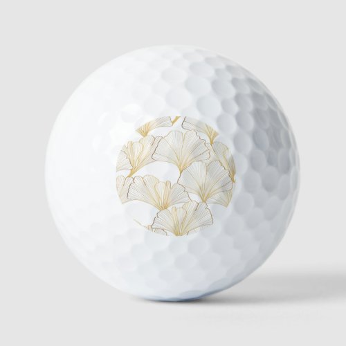 Ginkgo Gold Luxurious Leaf Arrangement Golf Balls