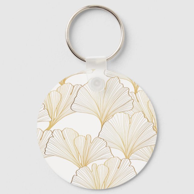 Ginkgo Gold: Luxurious Leaf Arrangement Keychain (Front)